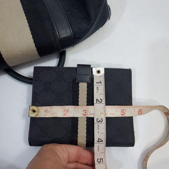 Gucci authentic small Boston hand bag black web & matching planer wallet - Picture 8 of 16